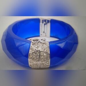 Ann Talyor Blue Arylic Bracelet with Rhinestone Accents
